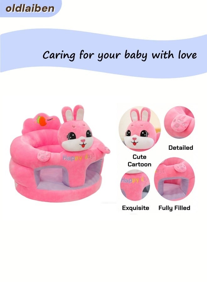 الدليبن مقعد دعم للجلوس للأطفال على شكل أريكة، مقعد أطفال قطيفة لطيف برسوم كرتونية، مقعد تعليمي للأطفال، مقعد أرضي مريح محمول للأطفال، هدية مثالية للأطفال الصغار لتعلم الجلوس (أرنب) - Image 3